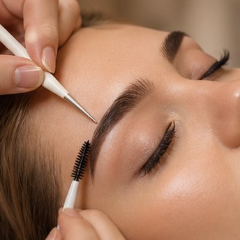 luxurious facial treatment, close up of woman face receiving premium skincare mask, soft warm lighting, modern cosmetic studio
